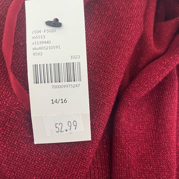 Red Sparkling Open-Front Modern Cardigan Lane Bryant Size 14/16 - Picture 3 of 3